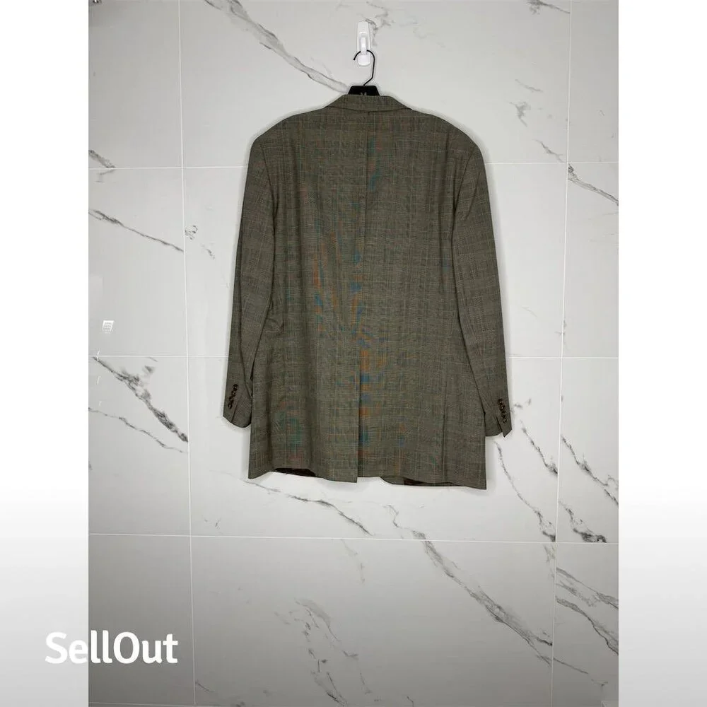 Vintage Ralph Lauren Blazer Men's Wool Plaid 44T Brown Made In Canada Career​